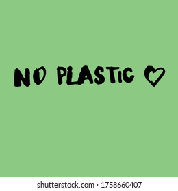 Palabras vectoriales manuscritas Sin plástico. Texto superpuesto para afiches, comercio electrónico, textiles, blog, cartelera, restaurante, café, tienda vegana, tienda. Letras modernas de pincel caligráfico.
