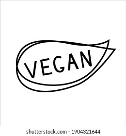 Handwritten vegan labels isolated on a white background. Vector icon for logo or packing of vegan products in doodle style
