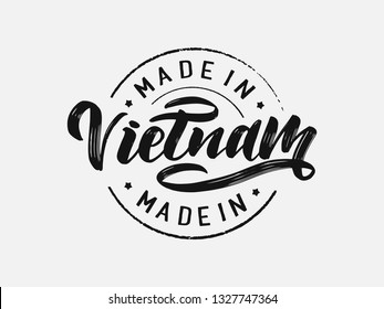 Handwritten Vietnam logo, lettering, calligraphy. Logos for stamp, banner, poster, postcard, website. Vector template eps 10