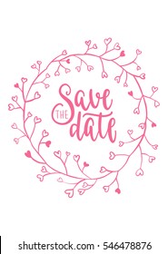 Handwritten vintage lettering romantic quote. Vector illustration on white background with decorative floral hand drawing frame for greeting card Valentine's day or wedding, poster or leaflet.