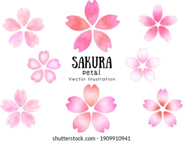 Handwritten watercolor cherry blossom petals