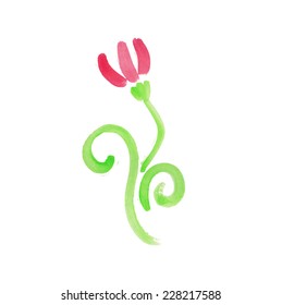 Handwritten watercolor flower. Vector