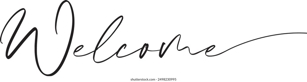 A handwritten welcome in elegant script adds a warm, personal touch to any greeting. Perfect for invitations, signage, a unique, stylish, and professional design, and decor.