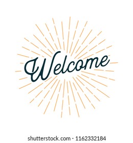 Handwritten Wellcome Card with Sunburst