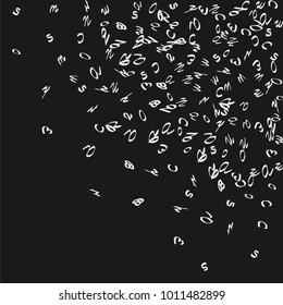 Handwritten white letters are scattered chaotically on a black background. The illustrations are good for educational design. 23 April. Vector.