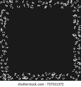 Handwritten white letters are scattered chaotically on a black background. The illustrations are good for educational design. 23 April. Vector.