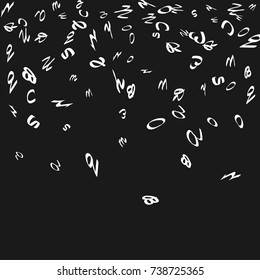 Handwritten white letters are scattered chaotically on a black background. The illustrations are good for educational design. 23 April. Vector.