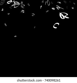 Handwritten white letters are scattered chaotically on a black background. The illustrations are good for educational design. 23 April. Vector.
