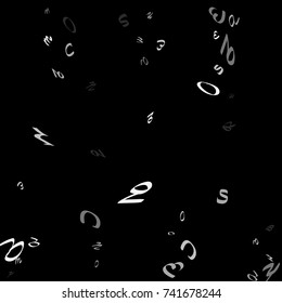 Handwritten white letters are scattered chaotically on a black background. The illustrations are good for educational design. Vector.