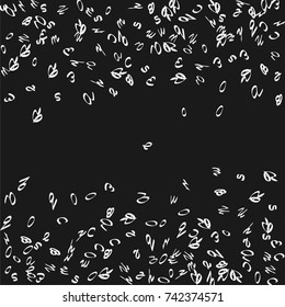 Handwritten white letters scattered chaotically on a black background.  