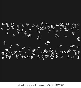 Handwritten white letters are scattered chaotically on a black background. The illustrations are good for educational design. 23 April. Vector.