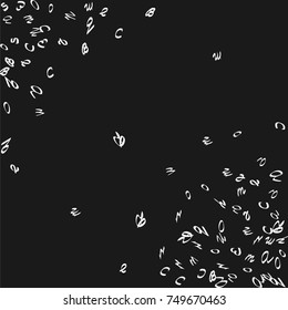 Handwritten white letters are scattered chaotically on a black background. The illustrations are good for educational design. 23 April. Vector.