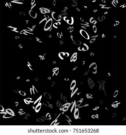Handwritten white letters are scattered chaotically on a black background. The illustrations are good for educational design. 23 April. Vector.