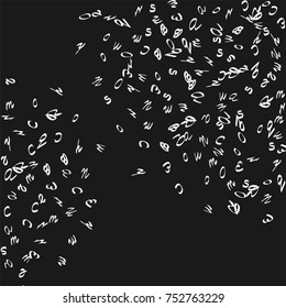 Handwritten white letters are scattered chaotically on a black background. The illustrations are good for educational design. 23 April. Vector.