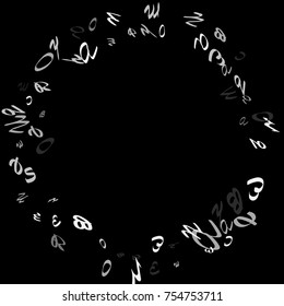 Handwritten white letters are scattered chaotically on a black background. The illustrations are good for educational design. 23 April. Vector.