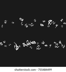 Handwritten white letters are scattered chaotically on a black background. The illustrations are good for educational design. 23 April. Vector.