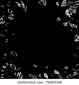 Handwritten white letters are scattered chaotically on a black background. The illustrations are good for educational design. 23 April. Vector.