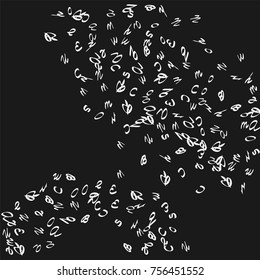 Handwritten white letters are scattered chaotically on a black background. The illustrations are good for educational design. 23 April. Vector.