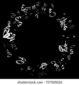 Handwritten white letters are scattered chaotically on a black background. The illustrations are good for educational design. 23 April. Vector.
