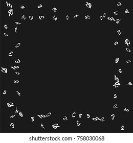 Handwritten white letters are scattered chaotically on a black background. The illustrations are good for educational design. 23 April. Vector.