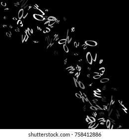 Handwritten white letters are scattered chaotically on a black background. The illustrations are good for educational design. 23 April. Vector.