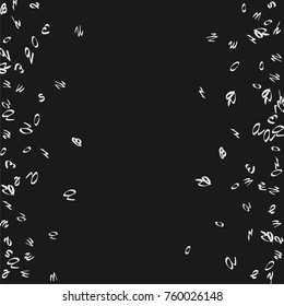 Handwritten white letters are scattered chaotically on a black background. The illustrations are good for educational design. 23 April. Vector.