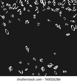 Handwritten white letters are scattered chaotically on a black background. The illustrations are good for educational design. 23 April. Vector.