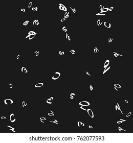 Handwritten white letters are scattered chaotically on a black background. The illustrations are good for educational design. 23 April. Vector.