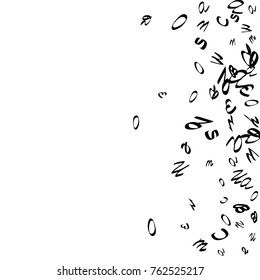 Handwritten white letters are scattered chaotically on a black background.