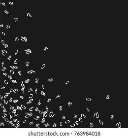 Handwritten white letters are scattered chaotically on a black background. The illustrations are good for educational design.