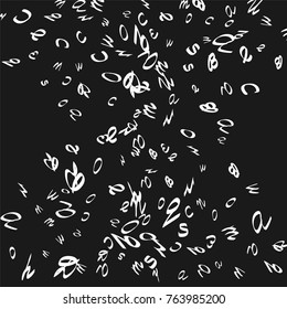 Handwritten white letters are scattered chaotically on a black background. The illustrations are good for educational design. 23 April. Vector.