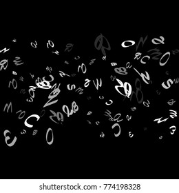 Handwritten white letters are scattered chaotically on a black background. The illustrations are good for educational design. 23 April. Vector.