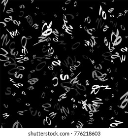 Handwritten white letters are scattered chaotically on a black background. The illustrations are good for educational design. 23 April. Vector.