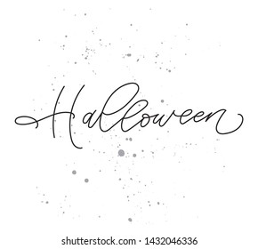 Handwritten word Halloween vector lettering. Holiday calligraphy. Halloween text banner. Vector for photo overlay, banner, poster, greeting card, party invitation.