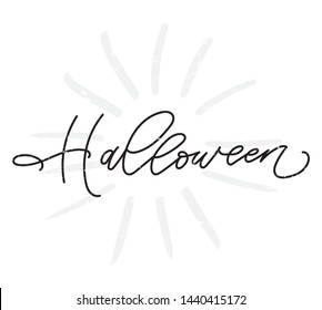 Handwritten word Halloween vector lettering. Holiday calligraphy. Halloween text banner. Vector for photo overlay, banner, poster, greeting card, party invitation.