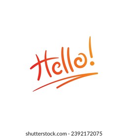 Hola, palabra escrita a mano. concepto de saludo manuscrito