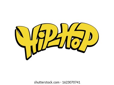 Handwritten word Hip-hop. Hand drawn lettering. Element for your design for banner, poster, ticket. Vector illustration. - Vector