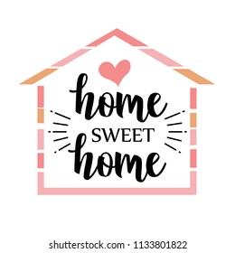 Handwritten word Home sweet home. Vector illustration.