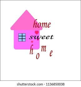 Handwritten word Home sweet home. Vector illustration. The inscription is a sweet home