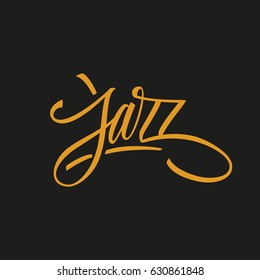 Handwritten word Jazz. Hand drawn lettering. Calligraphic element for your design. Vector illustration.