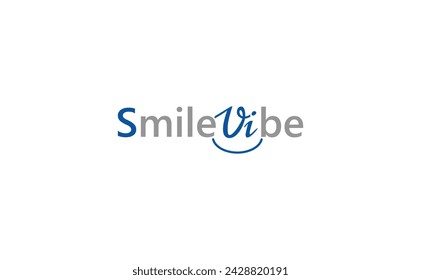 Handwritten word letter smile logo isolated on white background. 