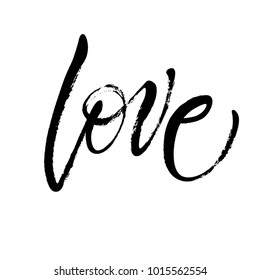 Handwritten word Love in expressive brush lettering style