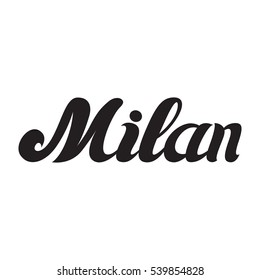 hand-written word Milan, vector illustration