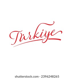 handwritten Türkiye word on white background. handwritten Türkiye concept