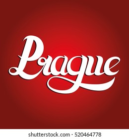 hand-written word Prague, vector illustration