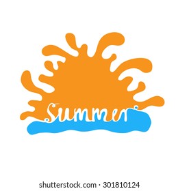 Hand-written word SUMMER, lettering. Vector logo illustration