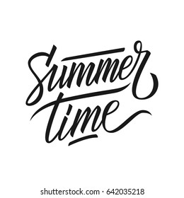 Handwritten word Summertime. Hand drawn lettering. Calligraphic element for your design. Vector illustration.