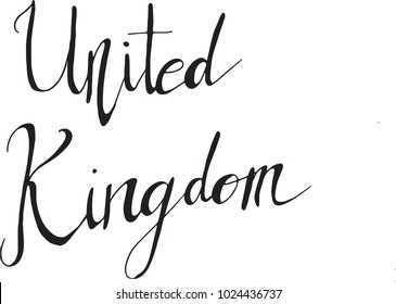 A hand-written word 'UNITED KINGDOM' in vector format isolated on white background