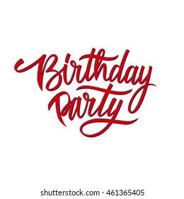 Handwritten words Birthday Party. Hand drawn elements for your design. Vector illustration.