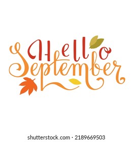 Handwritten Words Hello September Colourful Lettering Stock Vector ...